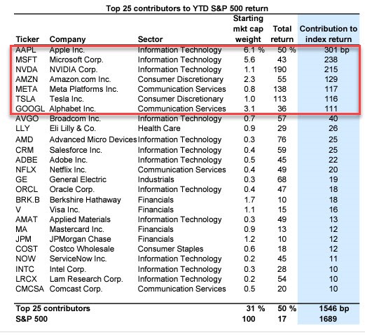 Top 10 Contributors to S&P 500 return